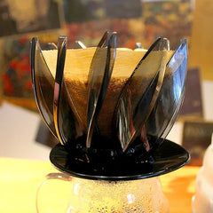 Filtro tipo flor de loto V60 porta filtro para café de goteo vista frontal