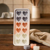 Molde de silicona 12 corazones tricolor