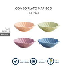 Plato decoración marina estilo concha para mariscos