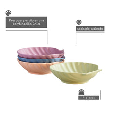 Vista lateral del plato mariscos Océano