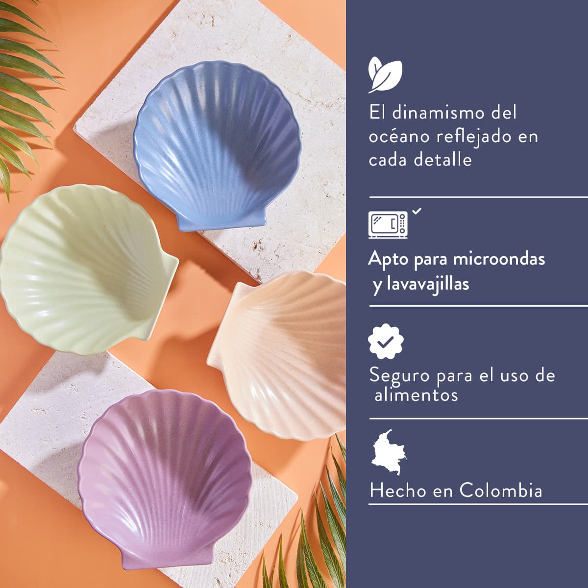 Ensaladera tipo concha 436,7 cc tonos surtidos Océano