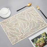 Individual rectangular PVC 30x45 cm diseño hoja grande dorado