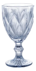 Copa de vidrio azul 350 ml diseño diamante
