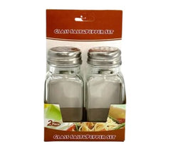 Set de 2 saleros de vidrio 85 ml con tapa metálica diseño liso
