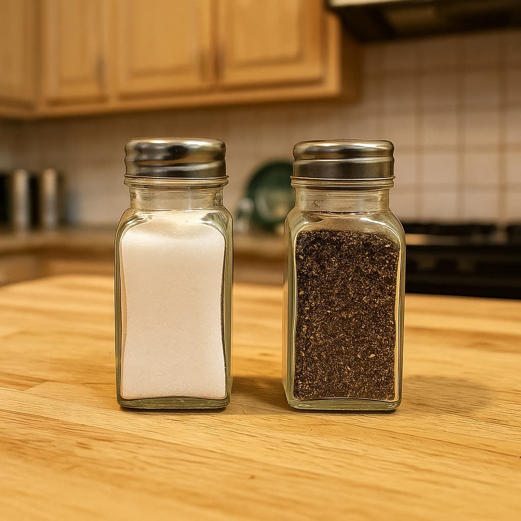 Set de 2 saleros de vidrio 85 ml con tapa metálica diseño liso