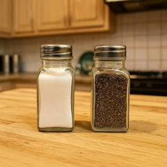 Set de 2 saleros de vidrio 85 ml con tapa metálica diseño liso