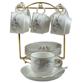 Set De Té x18 Pz Con Soporte Dorado