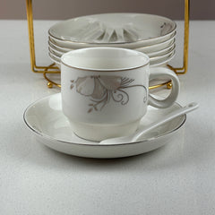 Set De Té x18 Pz Con Soporte Dorado