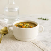 Taza blanca de cerámica 300 cc con dos orejas