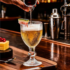 Copa shot de vidrio 68 ml con base diseño líneas verticales