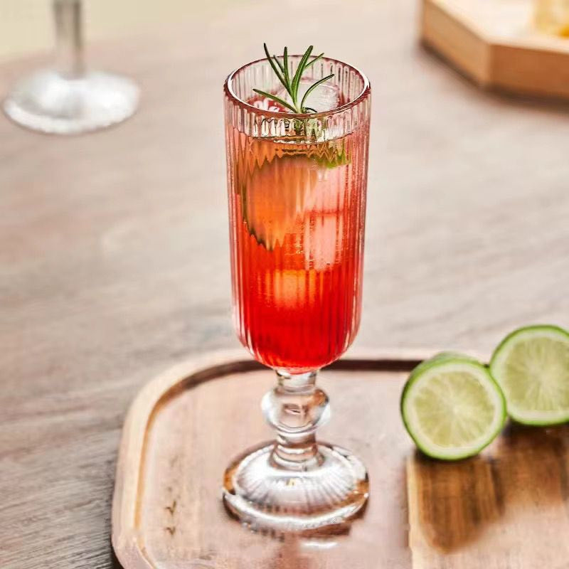 Set x6 Copa 120ml Diseño Líneas Verticales Transparente