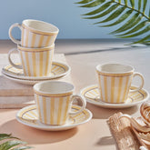 Set de té Lia Corona 8 piezas diseño con líneas decorativas