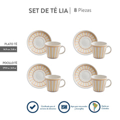 Pocillos de té con platos decorativos Set Lia Corona