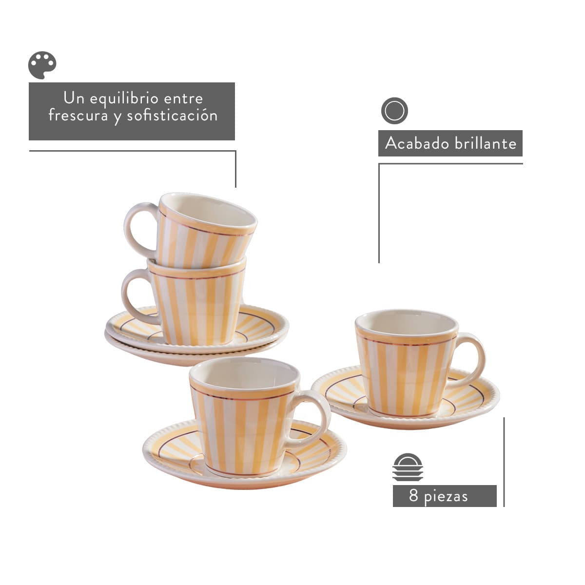 Set de té Lia 249.6 ml con platos de 14.9 cm