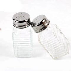 Set x2 Salero 85ml Diseño Líneas Horizontales En Vidrio