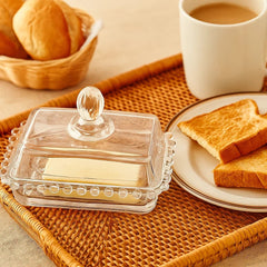 Mantequillera En Cristal 200ml Diseño Borde Burbuja