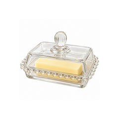 Mantequillera En Cristal 200ml Diseño Borde Burbuja