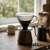 Filtro para café V60 de borosilicato negro translúcido de 9 cm con base y asa lateral