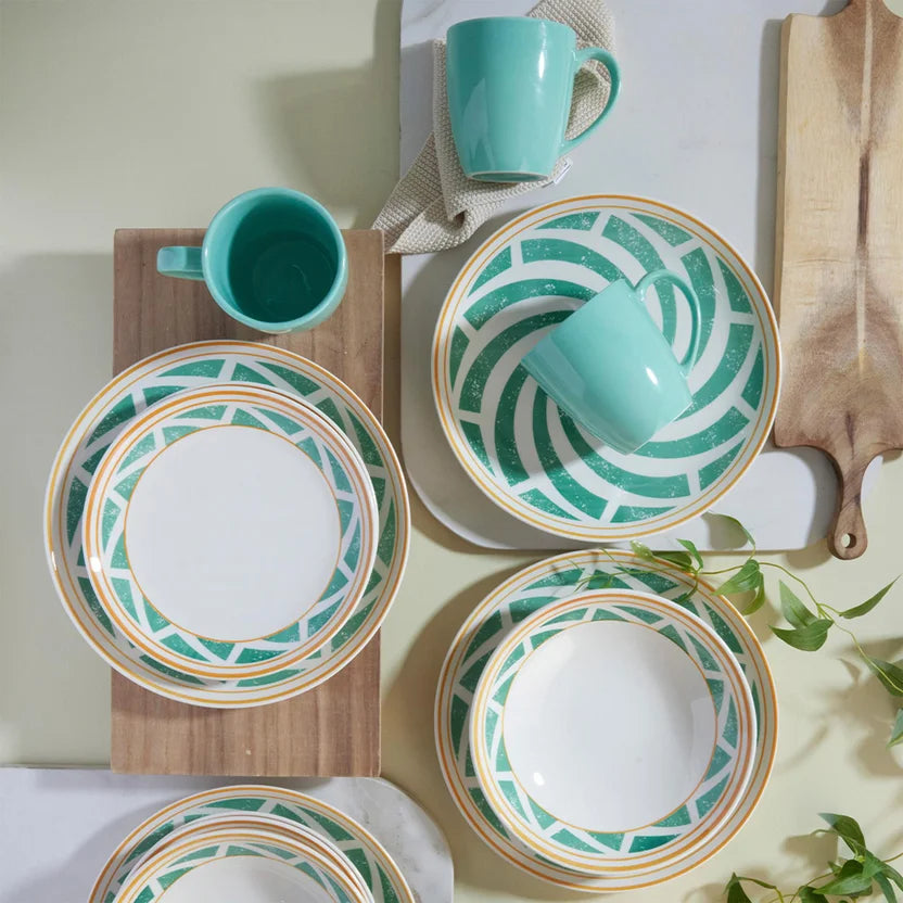 Set completo de vajilla 4 puestos Aquamarine en cerámica decorada