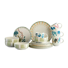 Vajilla Corona con platos y mugs decorados con motivos naturales