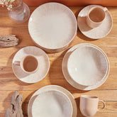 Vajilla Corona Nyssa 16 piezas en tonos pastel con textura artesanal