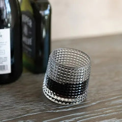 Vaso whiskero de vidrio 180 ml diseño rombos
