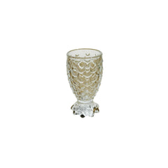 Copa mini de vidrio con relieve tipo piña vista frontal