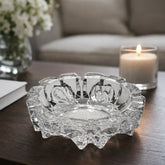 Cenicero de vidrio 13x4 cm con diseño floral en relieve y bordes tipo pétalo