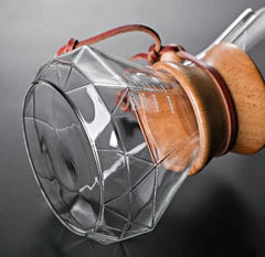 Cafetera manual de vidrio de 600 ml con collar de madera