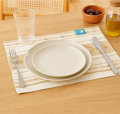 Individual Tejido 30x45cm Para Mesa Blanco con Triángulos Marrón