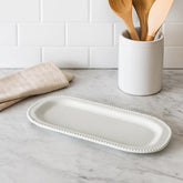 Bandeja Decorativa Blanca 15x35cm Con Borde Texturizado