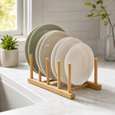 Estante Organizador Para Platos De Bambú Con 5 Compartimientos
