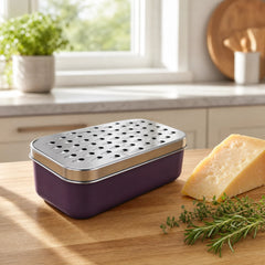 Rallador Doble Con Recipiente Colector Morado