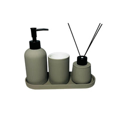 Set De Baño 4 Piezas Líneas Verticales Gris