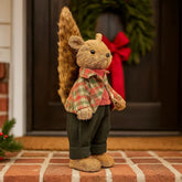 Ardilla Navideña Decorativa 44 cm con Saco de Cuadros