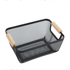 Canasta Metálica 20x31x14cm Con Mango En Bambú