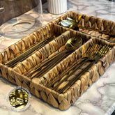 Organizador De Cubiertos x4 Compartimientos En Mimbre