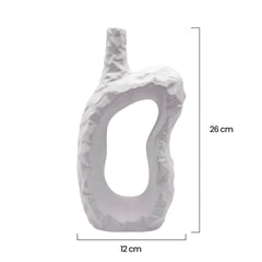 Florero En Cerámica Diseño Rustico 26cm Blanco