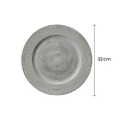 Plato Base 32cm Geométrico Texturizado Blanco Con Destellos medidas