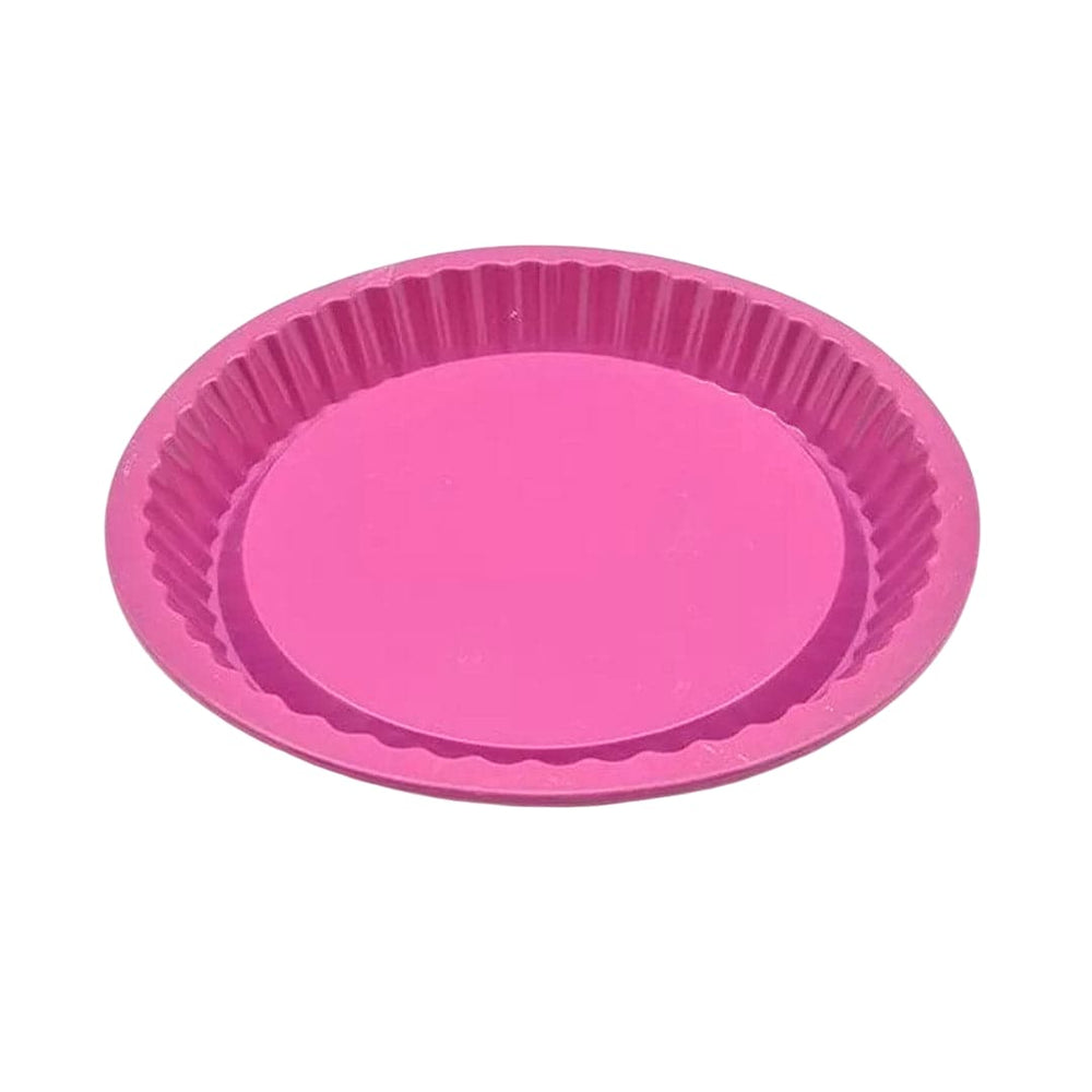 Molde de silicona Press para pie 24 cm rosa con borde estriado.