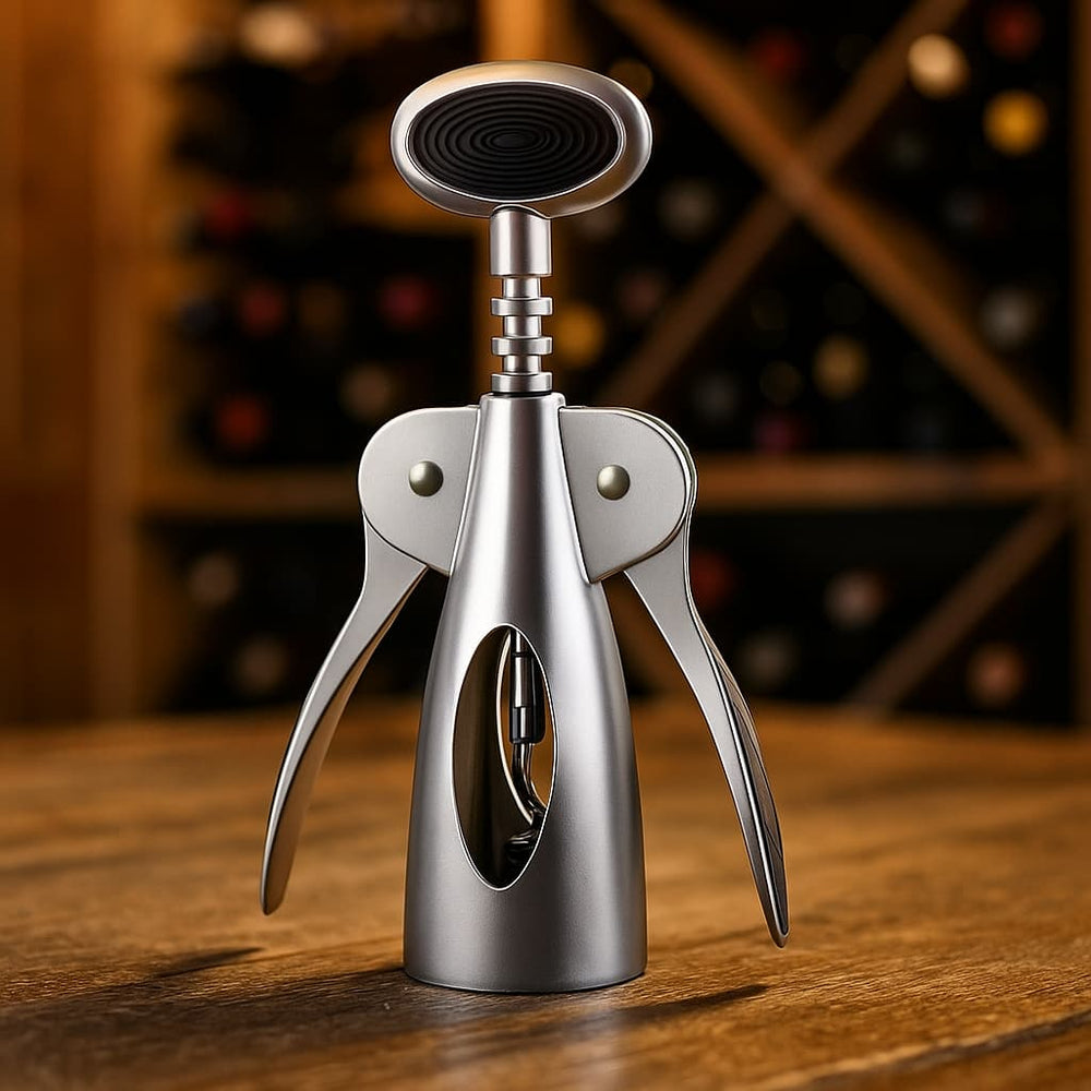 Sacacorcho de palanca de 16 cm en acero inoxidable con diseño ergonómico.