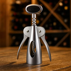 Sacacorcho de palanca de 16 cm en acero inoxidable con diseño ergonómico.