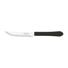 Cuchillo asado de 4 pulgadas Tramontina Leme con hoja dentada y mango negro ergonómico.