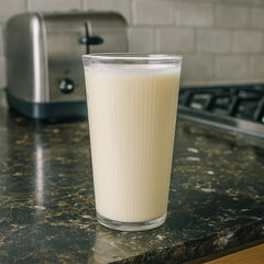 Vaso de vidrio transparente 200 ml con diseño de líneas verticales