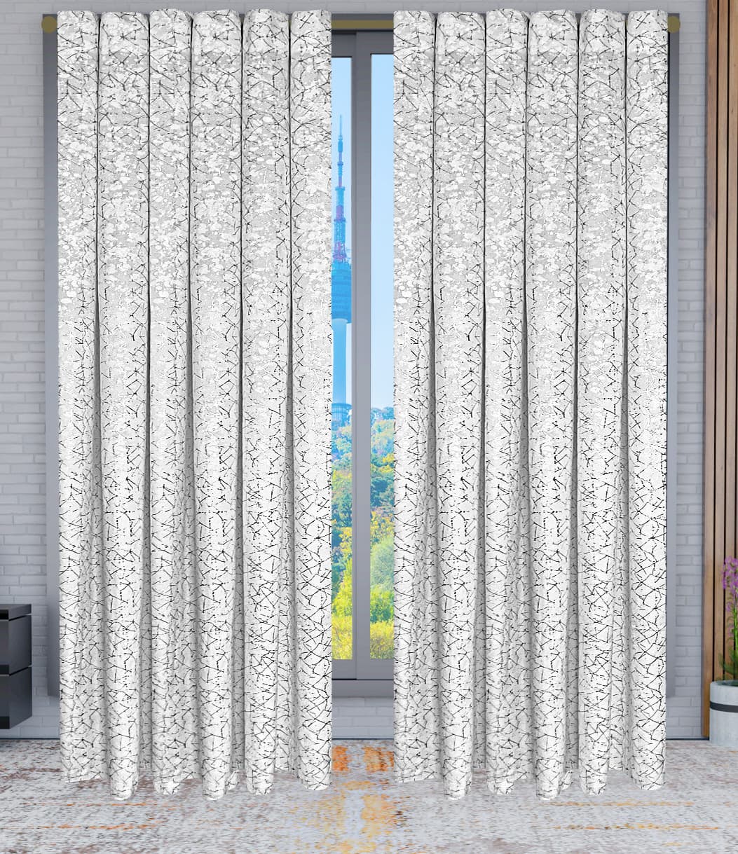 Cortina aro metálico estampado mármol blanco 140×220 cm