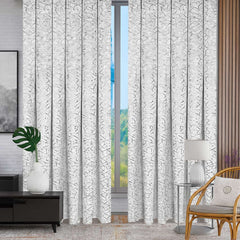 Cortina estampado mármol blanco con aro metálico 140×220 cm – Lala Home