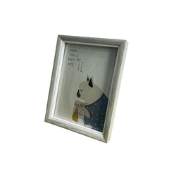 Portarretrato en madera clara con ilustración de bull dog