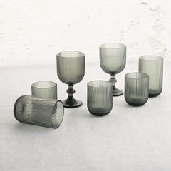 Set x6 Vaso Cristal 130ml Diseño Líneas Verticales