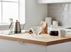 Filtro para café V60 de borosilicato transparente de 6 cm con asa y base integrada