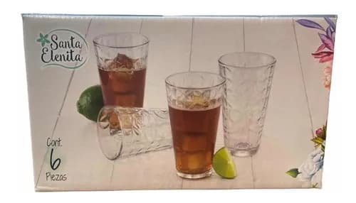 Set de vasos elegantes transparentes de 360 ml para agua o jugos